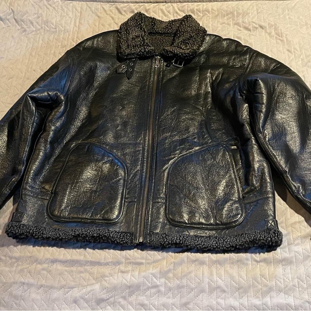 Wilsons Leather flight‎ jacket mens XL EUC black
